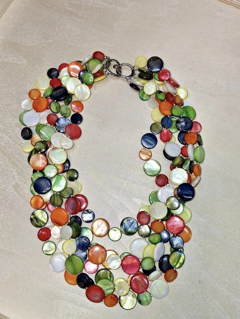Multi-strand Rainbow Shell Beaded Necklace